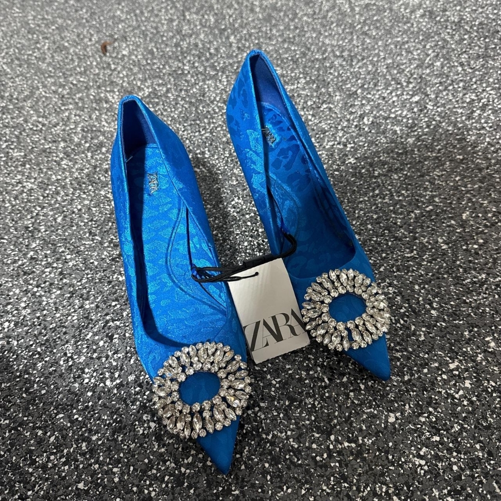 Zara Royal Blue Embellished Heels